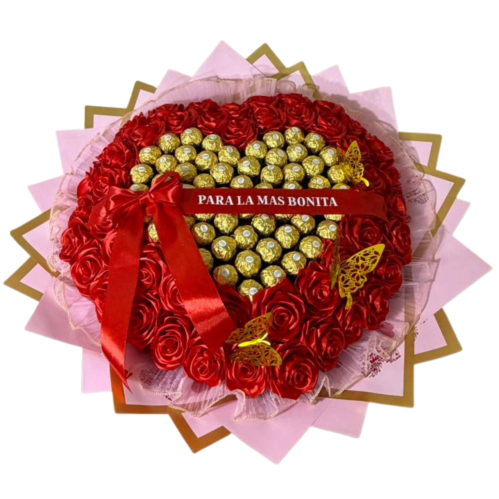 Heart-Shaped Eternal Rose Arrangement with Chocolates