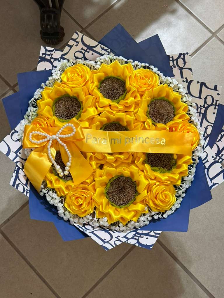 Sunflower-Inspired Eternal Rose Bouquet